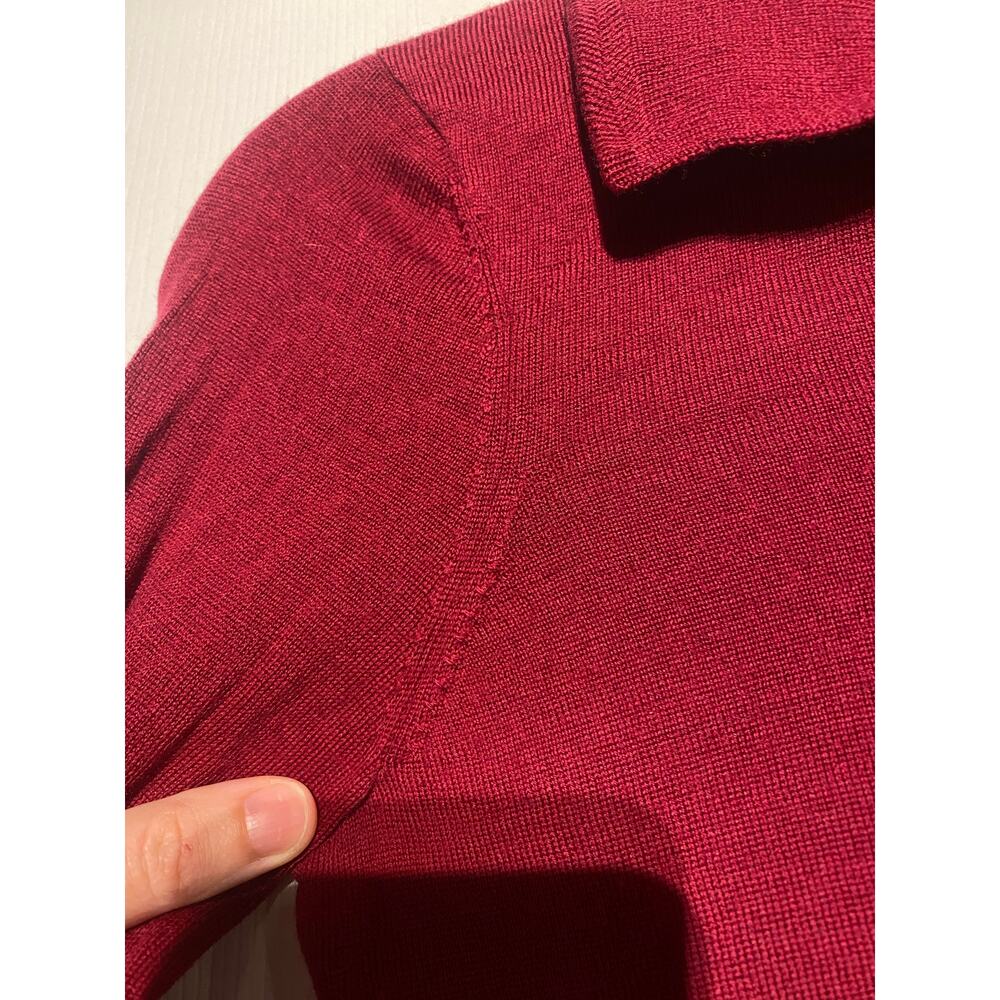 Lacoste Merino Wool Polo Sweater Size S Fine Knit Luxury Red - Picture 16 of 16